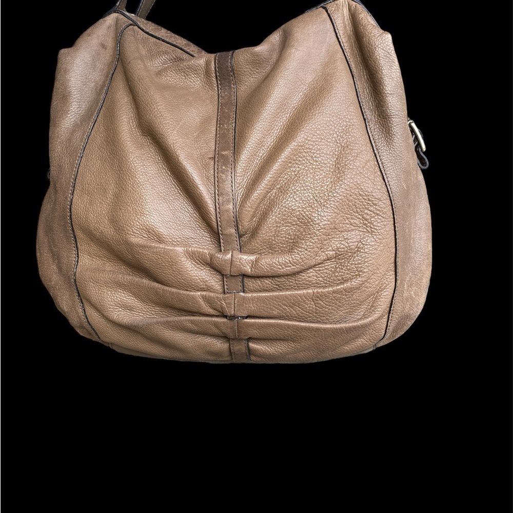 Banana Republic Olive Green Taupe Tan Leather Large Bag Purse